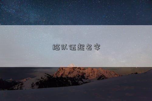 给队伍起名字