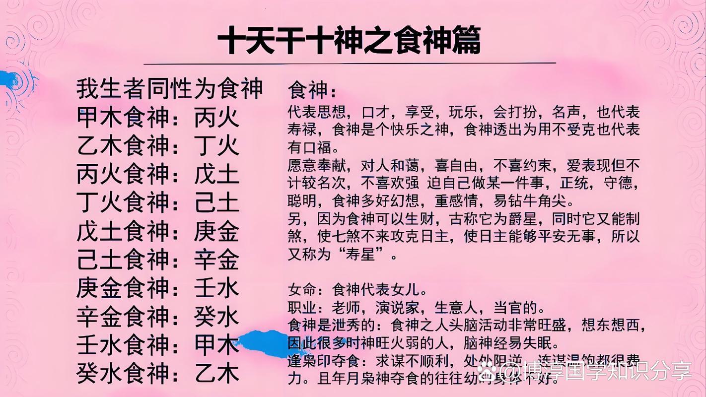 八字里食神是指哪些,八字里面的食神代表什么