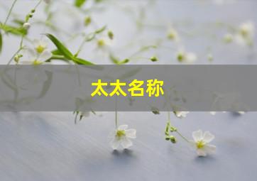 太太名称,太太有几种叫法
