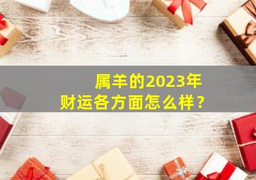 属羊的2023年财运各方面怎么样？
