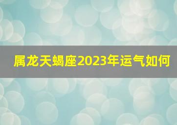 属龙天蝎座2023年运气如何,2023年属龙人怎样样会有好运气吗