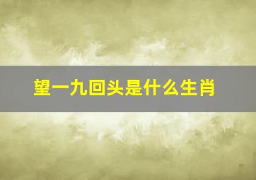 望一九回头是什么生肖,望一九再次回头解生肖
