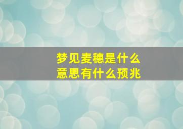 梦见麦穗是什么意思有什么预兆