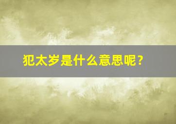 犯太岁是什么意思呢？