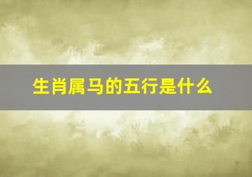 生肖属马的五行是什么,马年出生的人是什么命生肖马五行属什么