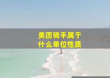 美团骑手属于什么单位性质,美团骑手算不算公司员工