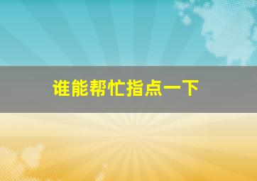 谁能帮忙指点一下,帮我指点一下
