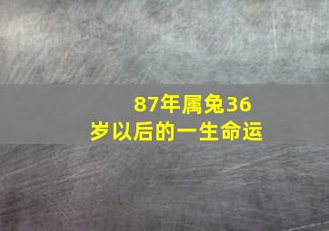 87年属兔36岁以后的一生命运,